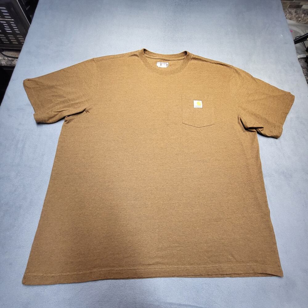 Carhartt Shirt Mens 2XL Brown Loose Fit Short Sleeve Pocket